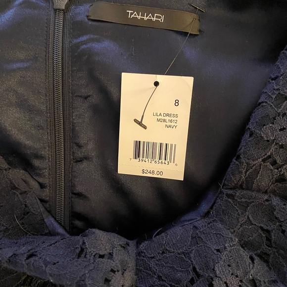 Beautiful Midnight Blue lace Tahari cocktail dress. NWT. - Picture 3 of 7